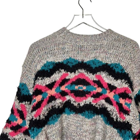 Free People Heart You Gray Wool Blend XOXO Women’s Chunky Cropped Sweater Sz S - Picture 9 of 11